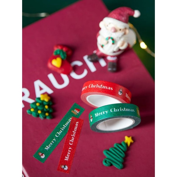 WASHI TAPE MERRY CHRITSMAS SELOTIP TOPLES NATAL 1 ROLL (10 M) ISOLASI