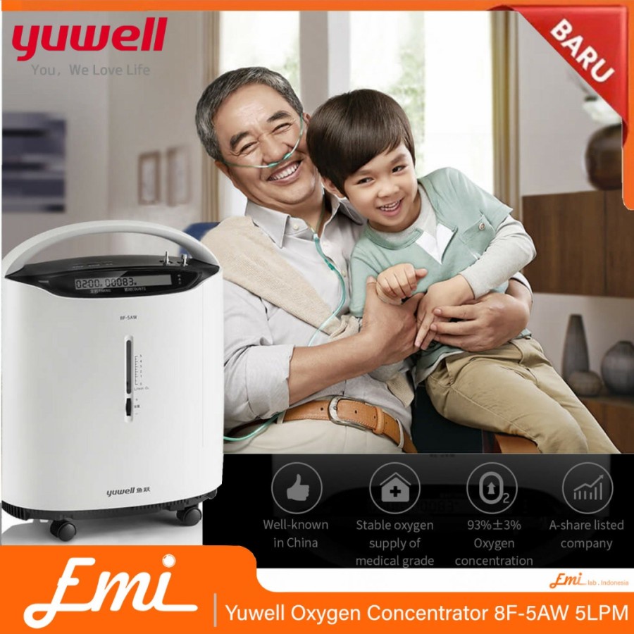 Yuwell 8F-5AW 5L Oxygen Concentrator Medical Grade Oksigen bukan yu300