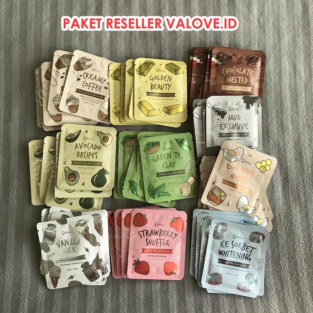 Paket Reseller Masker Wajah Bubuk Organik 20gr By Lea Gloria Valove.id