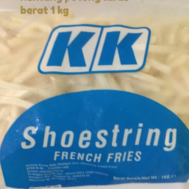 KK Shoestring French Fries varian crincle Cut Kentang potong beku siap saji.Halal-1Kg
