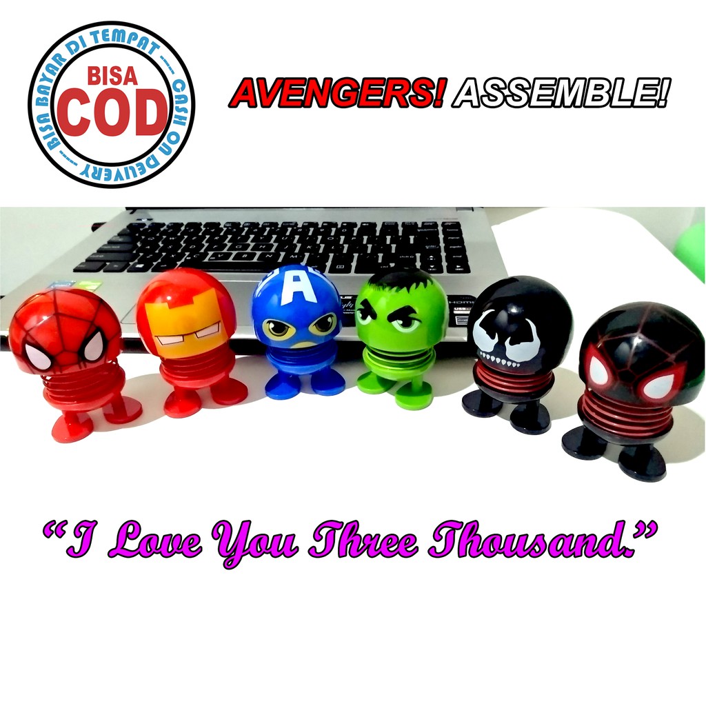 Kepala Emoticon Goyang Marvel Avengers Lucu Hiasan  