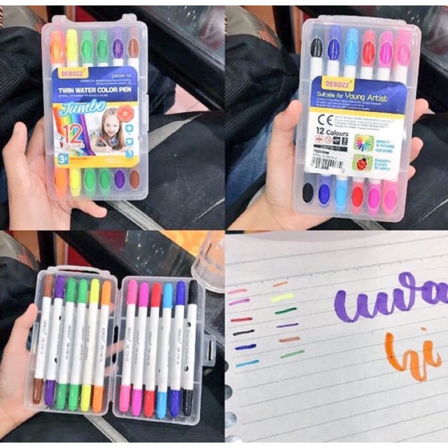 

[ Ready Stock!! ] BRUSH PEN 2IN1 BRUSH PEN + TIP PEN ISI 12 PCS 1 SET