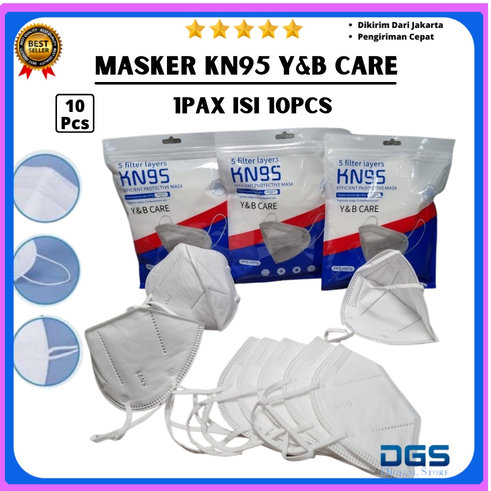 [ Y&B CARE ] Masker KN95 Earloop Isi 10 Pcs  Ergonomic Design DG