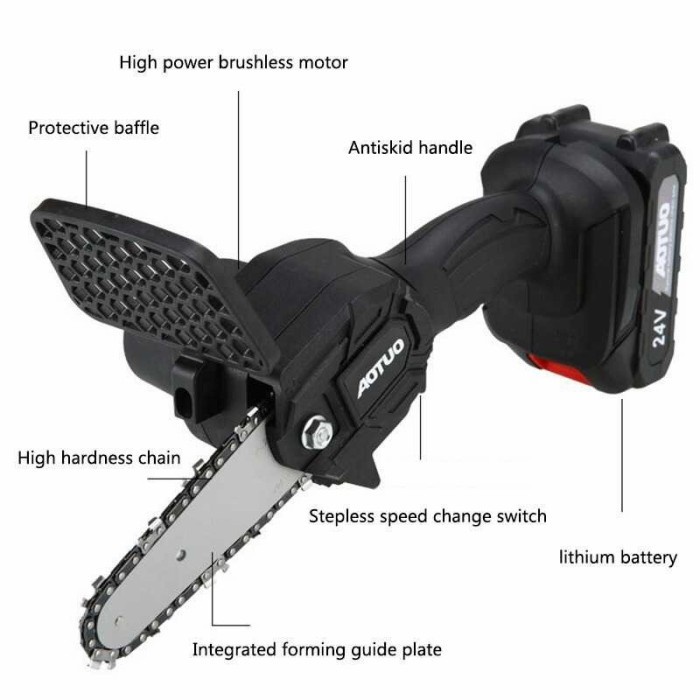 GERGAJI MESIN LISTRIK KAYU POHON MINI CORDLESS CHAINSAW BATERAI SENSO