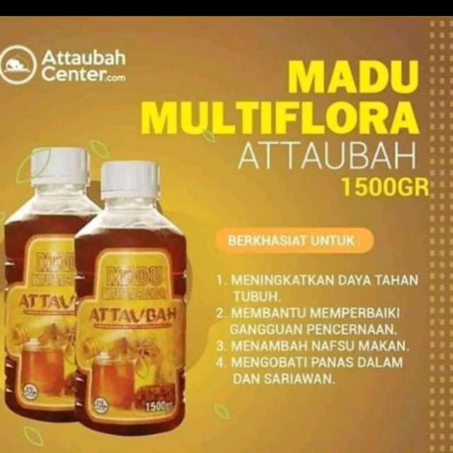 

Madu Multiflora Attaubah 1500gr - Promo Madu Attaubah Multiflora 1,5kg - Madu Murni Attaubah
