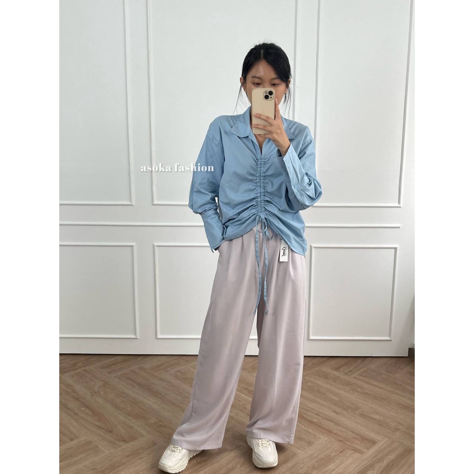 ASOKA  Yoone Top 2142 - Kemeja Korean - Kemeja Serut - Kemeja Polos Wanita