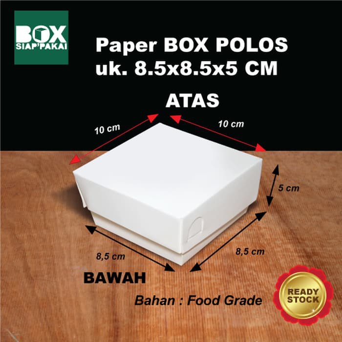 

Order Langsung DUS SNACK POLOS uk. 8.5 x 8.5 x 5CM Berkualitas