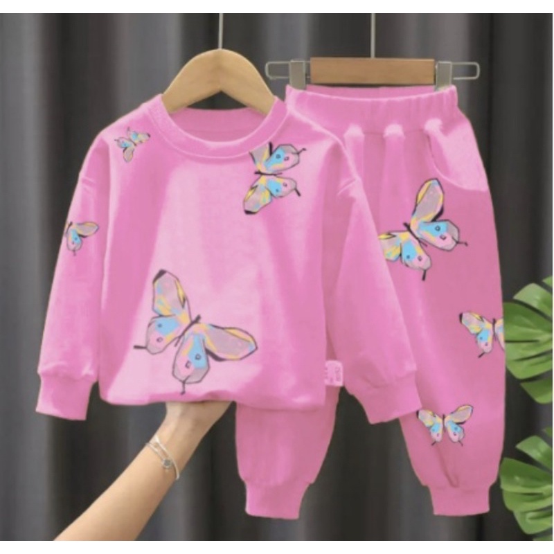 sweater setelan anak perempuan kupu kupu 1-5 tahun