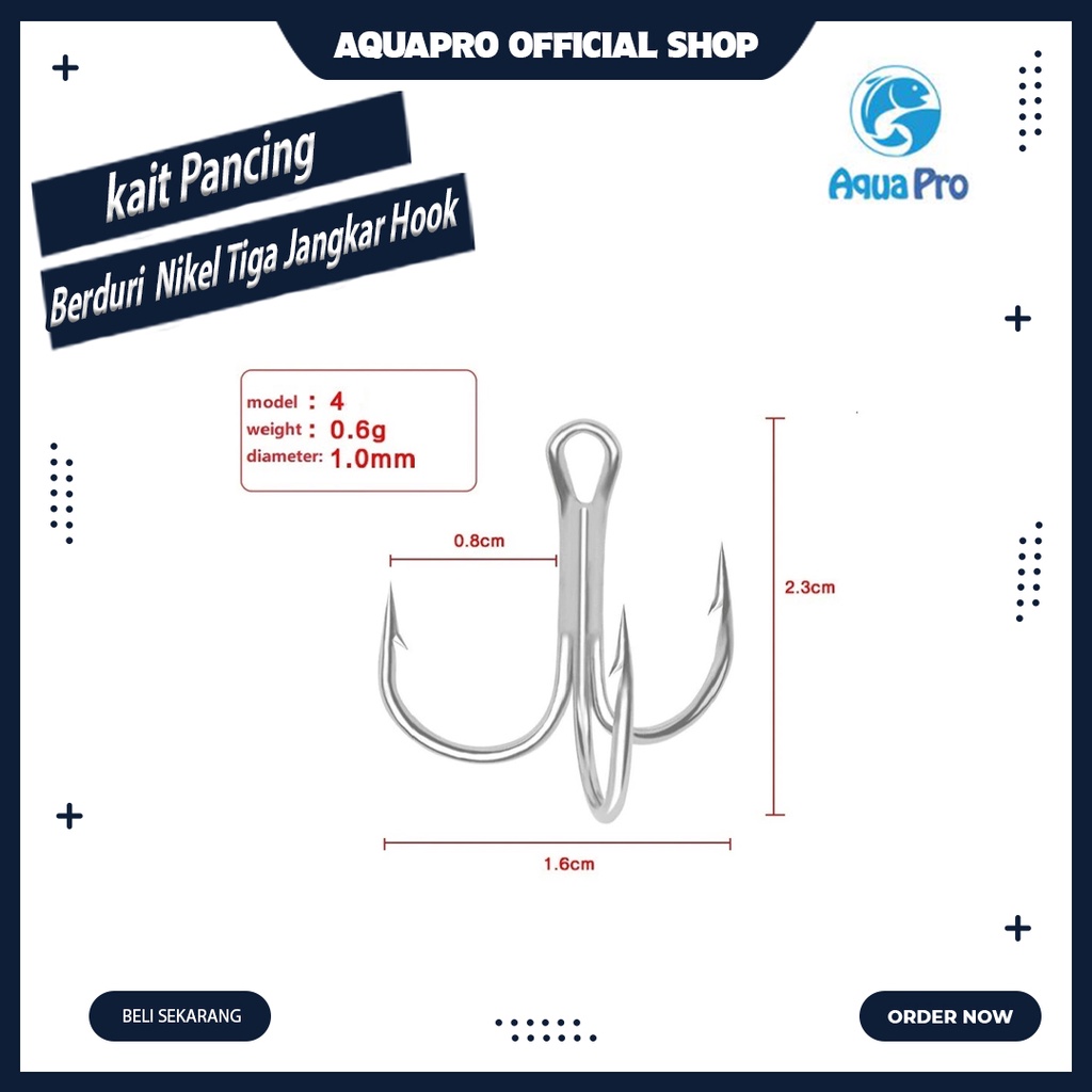 Aquapro Premium Kail Trible Treble Hook Triple Cabang Fukushima High Carbon Steel Treble Hook Tackle