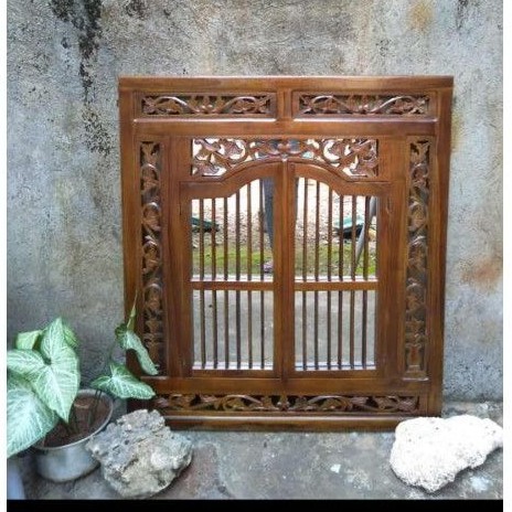 pigura cermin krepyak kayu jati