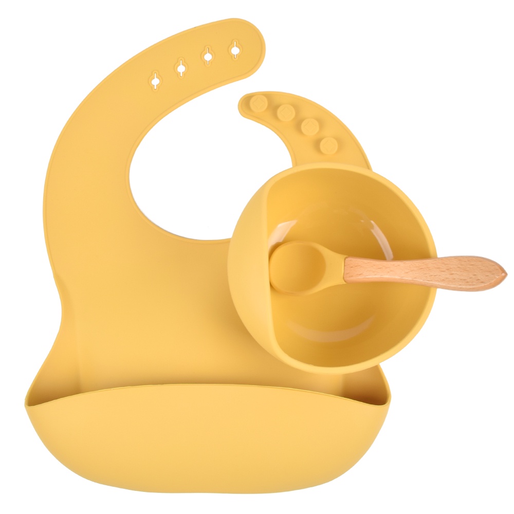 Baby Feeding Set Piring Sillikon Bayi Suction Set Bib Dan Piring ,Sendok(Bpafree /Piring Bayi Set Silikon Anti Tumpah