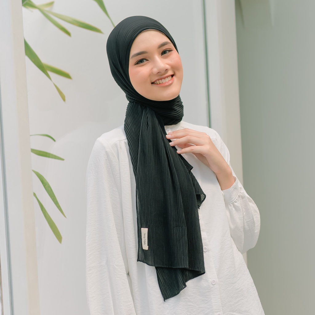 Lozy Hijab - Ayra Pleats Shawl ( Pashmina Full Plisket )-Black