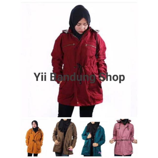 JAKET PARKA WANITA KANVAS | JAKET PARKA CEWEK WANITA MARUN WAME