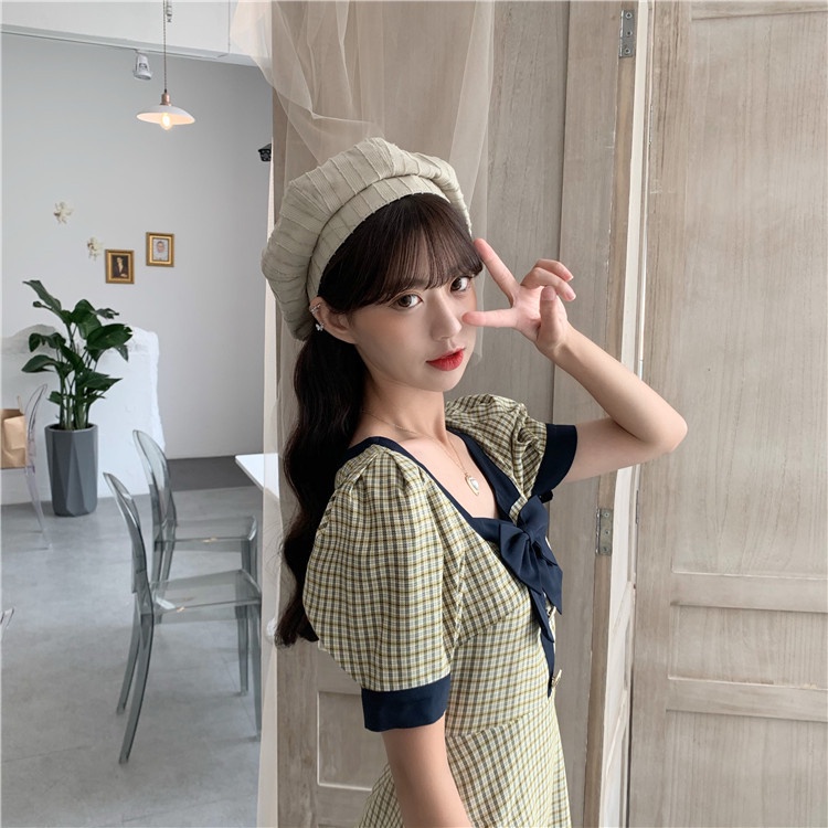 TBLI topi beret aksen line kain high quality baret hat painter import korea jepang