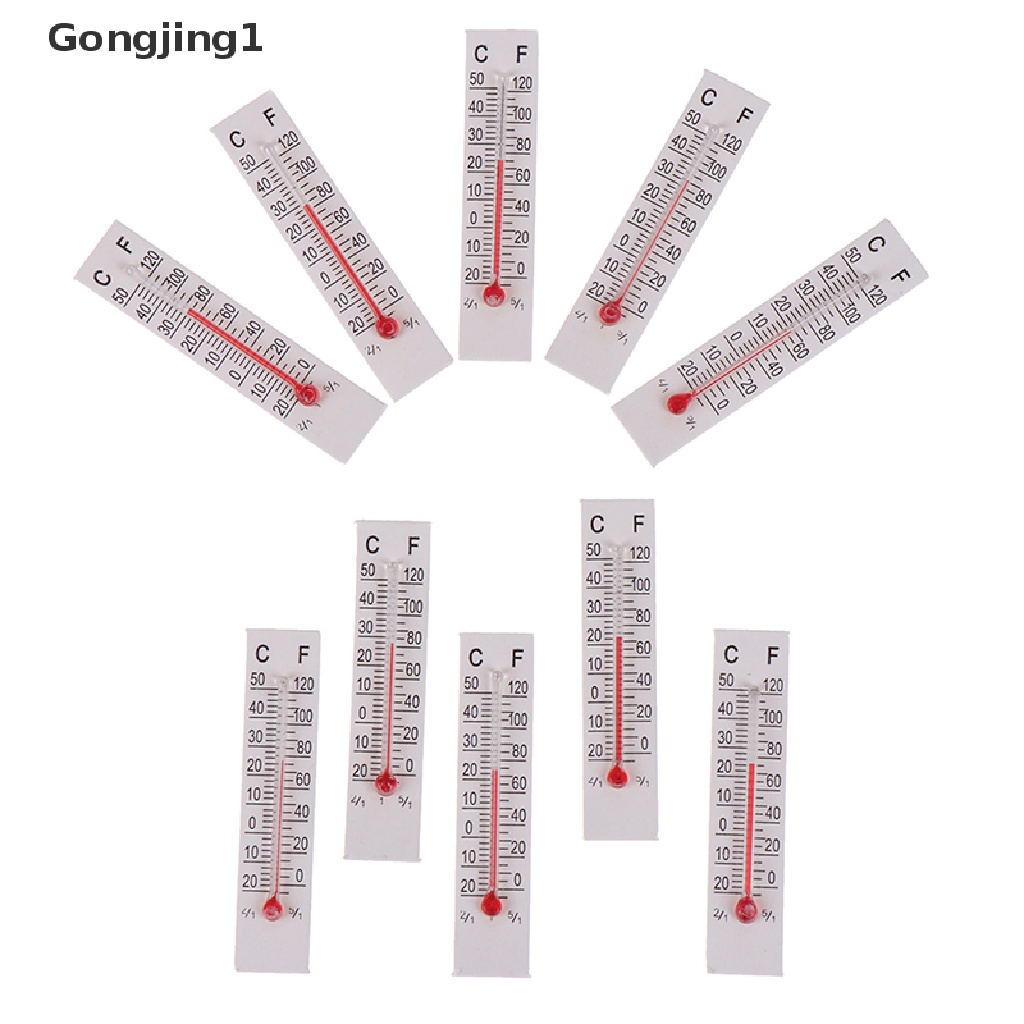 Gongjing1 10pcs / Set Miniatur Termometer Kardus 5cmX1.1cm - 20-50 Celcius Untuk Indoor