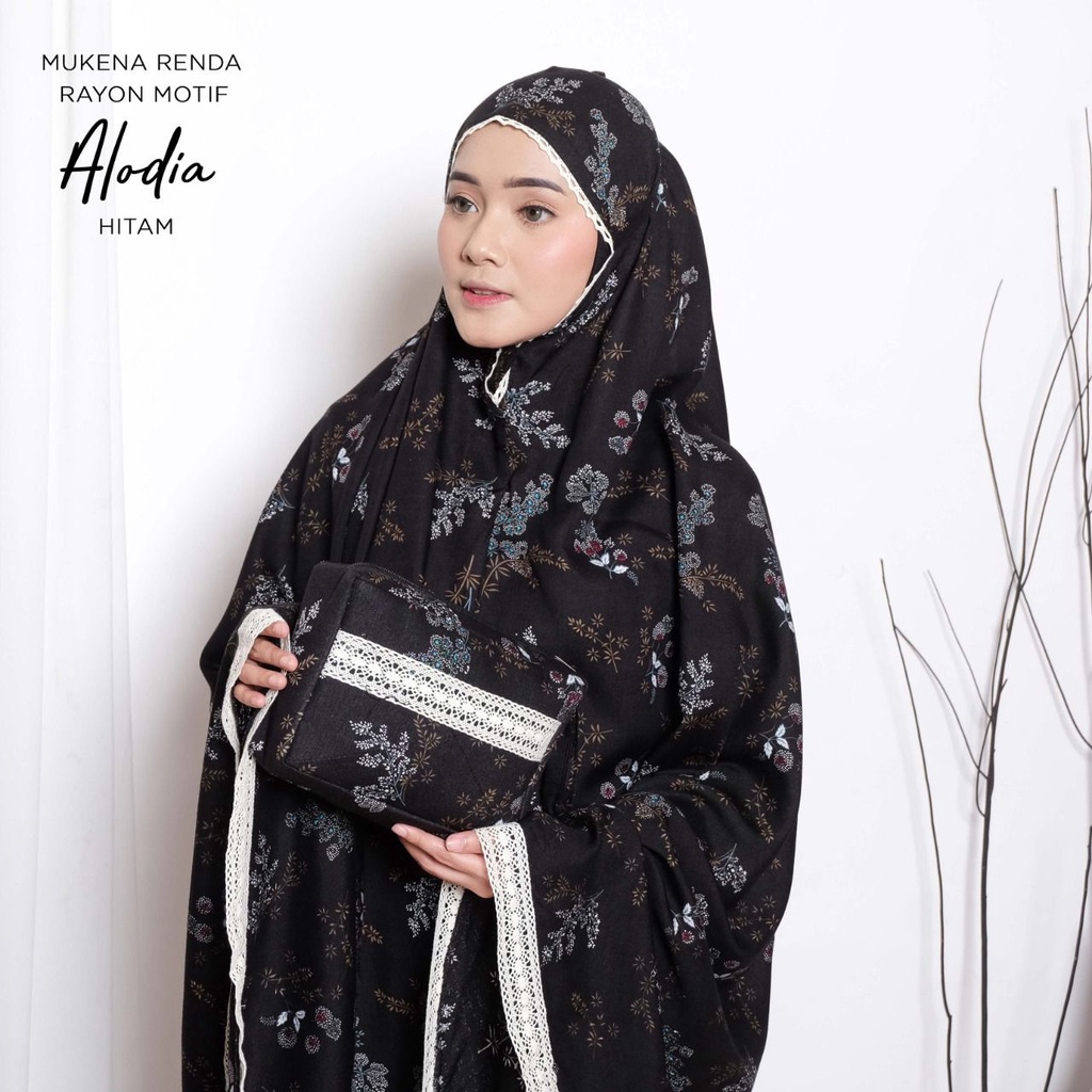 PUSAT MUKENA TASIK - MUKENA DEWASA RENDA RAYON MOTIF ALODIA