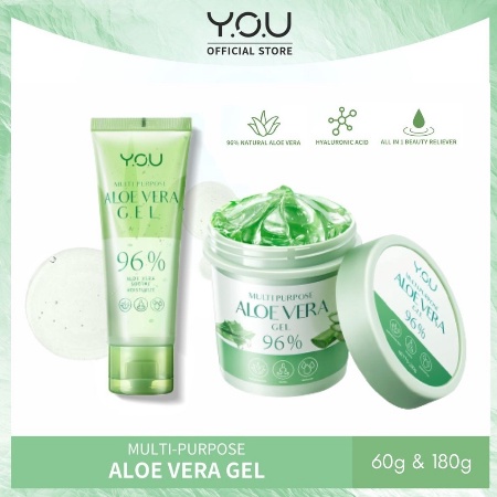 ⭐BAGUS⭐ Y.O.U MULTI PURPOSE ALOE VERA GEL 96% / YOU GEL ALOE VERA MULTIFUNGSI (60GR)