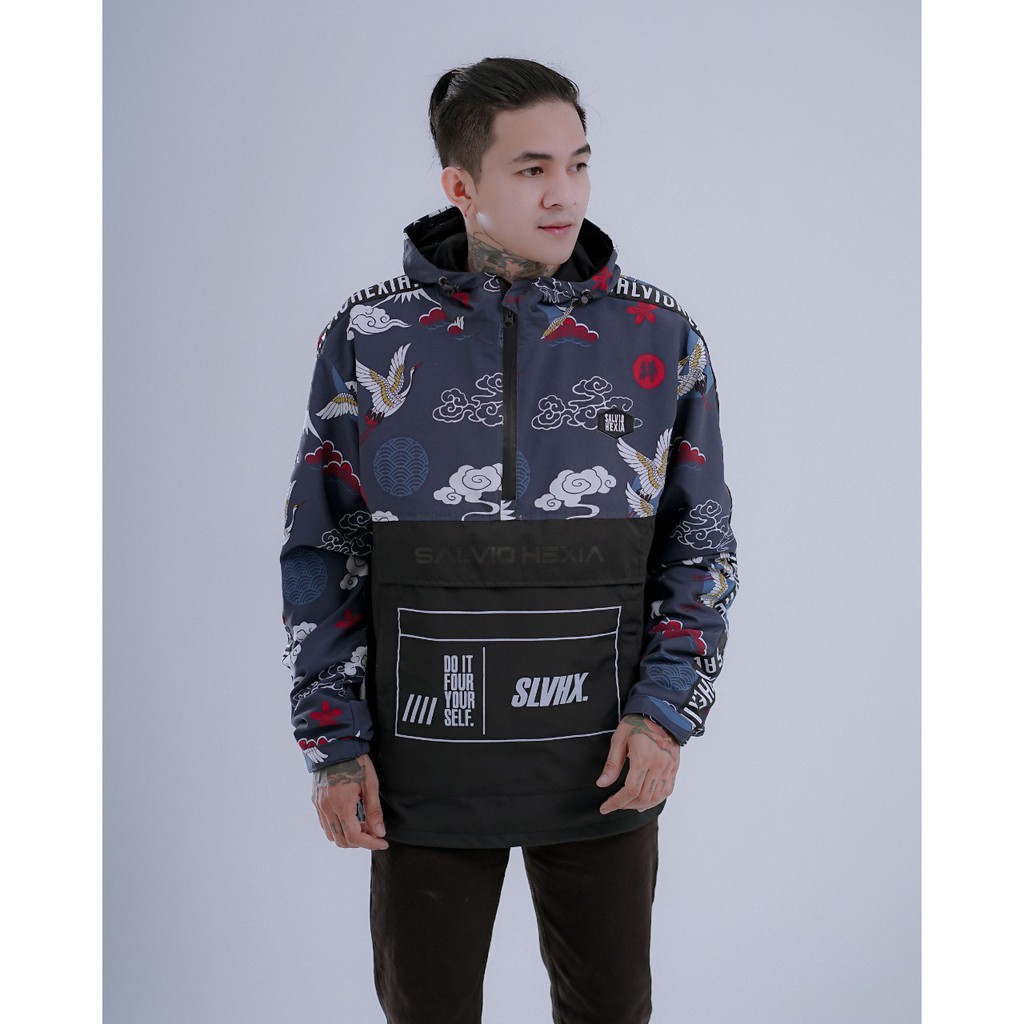 Jaket Parasut Hoodie Pria Kantong Doraemon Motif Premium Sundai Staylist Murah Distro Bandung