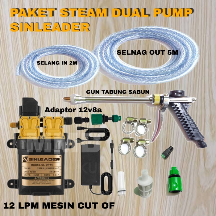 ALAT CUCI MOTOR / MOBIL / JET GUN TABUNG SABUN / DUAL PUMP SINLEADER