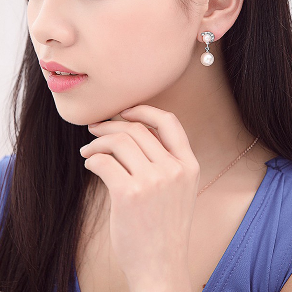 Hu Hu Hu Hu Hu Alat Bantu Pasang Kacamata♡ Anting Giwang Elegan Dengan Mutiara + Berlian Imitasi Untuk Wanita