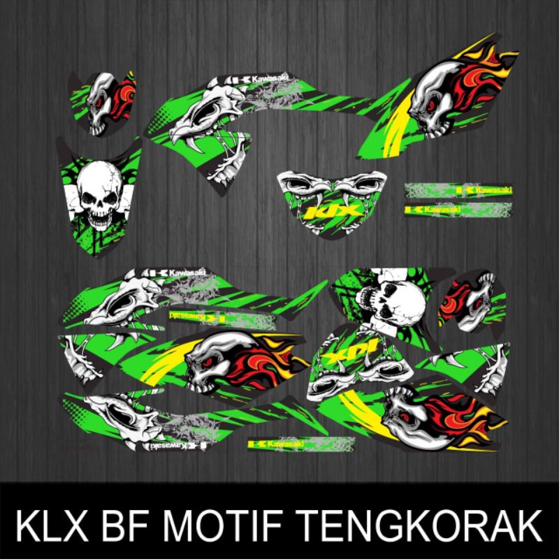 STICKER STRIPING VARIASI DECAL KLX BF MOTIF TENGKORAK