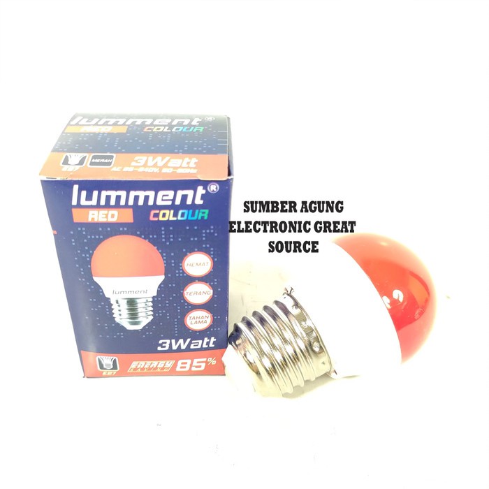 Lampu LED 3W Warna Merah Lumment Red 3 Watt lampu Tanda Bewarna E27