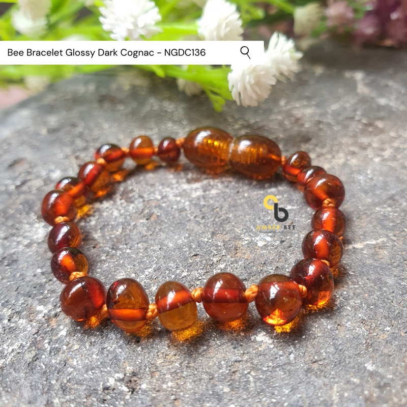 Gelang Amber Baltic Lithuania Balita &amp; Anak Glossy Dark Cognac BGDC136 By Amber Bee