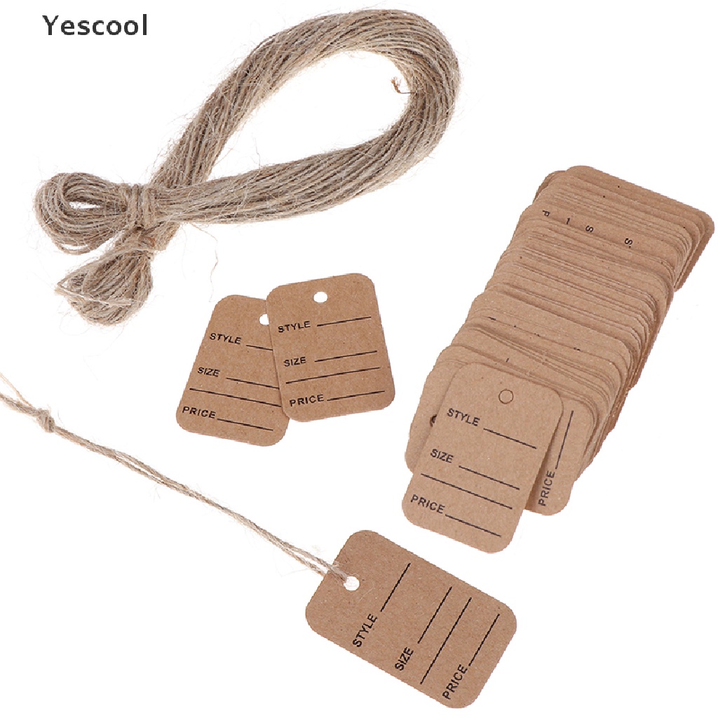 Yescool 100Pcs Merchandise Display Price Tags Wedding Label Price Tags With String 20m .