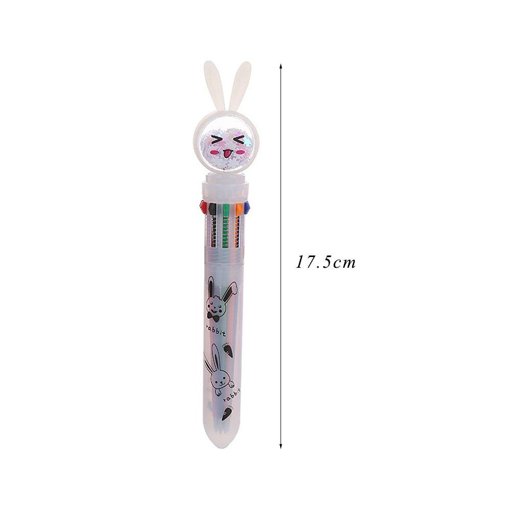 Populer Bolpoin Kawaii Kartun Sequin Perlengkapan Kantor Kelinci Sd 10warna Pulpen