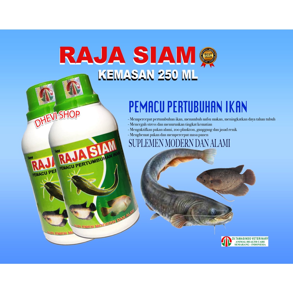 RAJA SIAM 250-VITAMIN PENGGEMUK IKAN-OBAT PENGGEMUK IKAN-PENAMBAH NAFSU MAKAN KAN