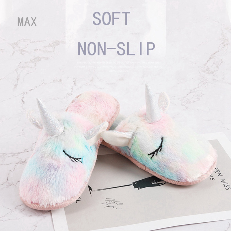 MAX Sandal  Selop  Wanita Model Unicorn Bahan Plush Lembut 