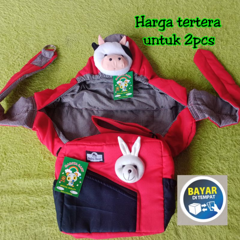 Paket hemat TAS BAYI DAN GENDONGAN SAMPING KERUT BONEKA SAPI