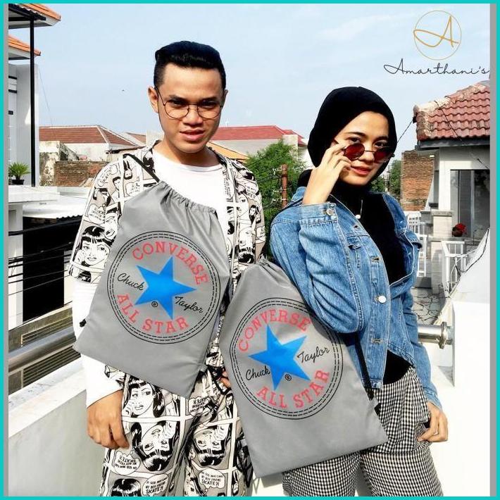 Ac - Tas Serut Converse Non Ori Bukan Original Tas Ransel Converse Grey Abu