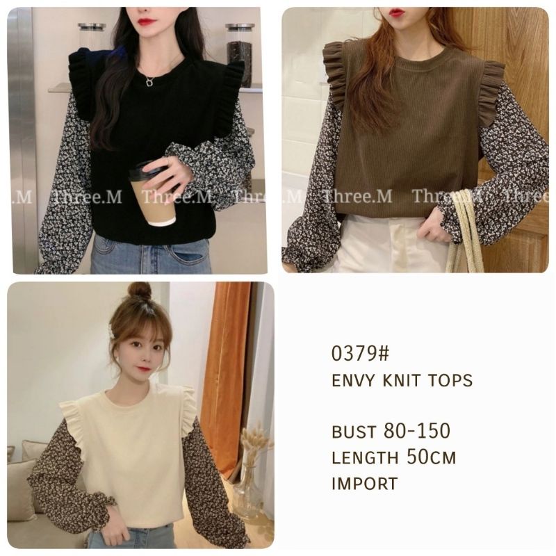 MDLV ~ 0379 ENVY KNIT TOP // ATASAN RAJUT LENGAN PANJANG COMBI // FASHION IMPORT WANITA