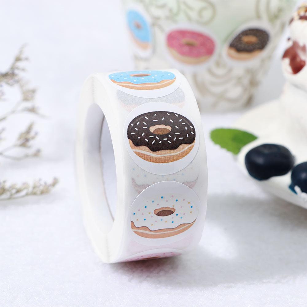 Populer 500pcs Stiker Donat Perekat Diri Pola Baking DIY Craft Roll Sticker