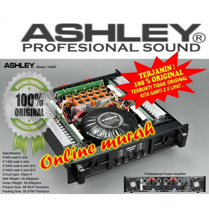 Power Amplifier 4 Channel Ashley V 4800 V4800 Original