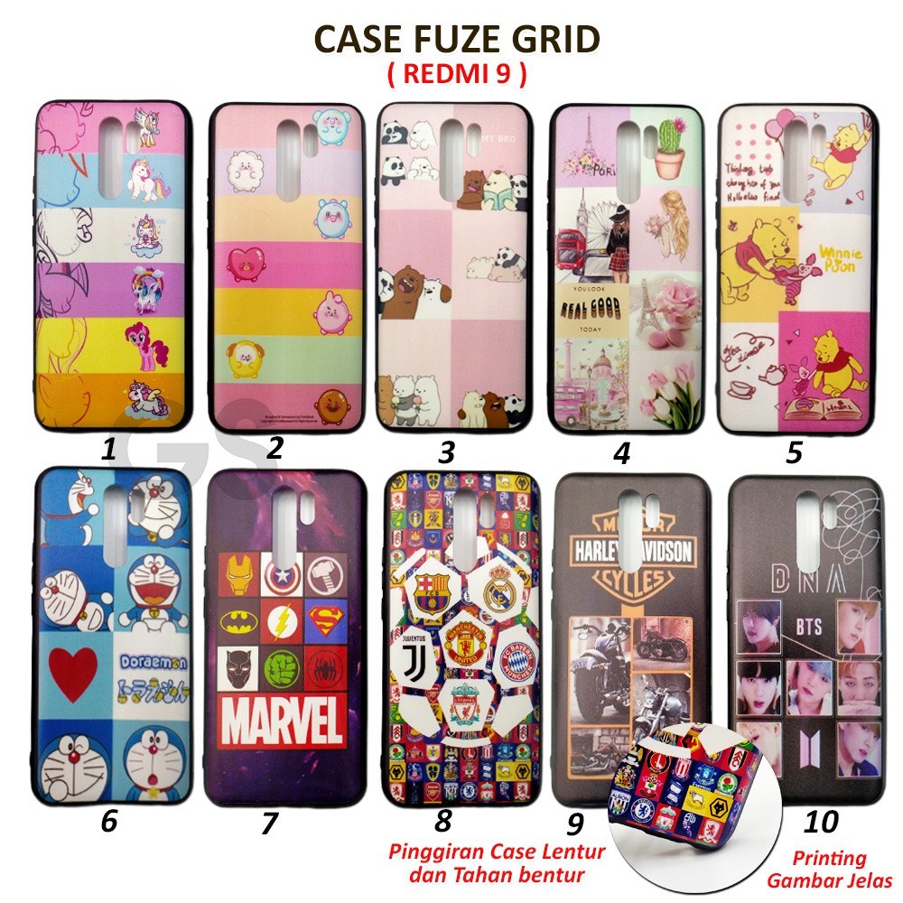 Case Fuze Glass Grid  REDMI NOTE 8 PRO REDMI 9  REDMI 9C REDMI NOTE 8