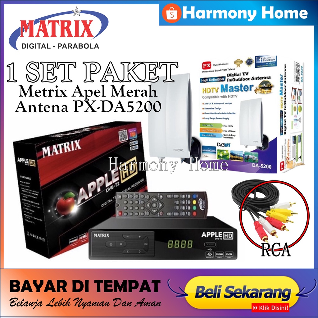 Paket Set Topbox Tv Digital Matrix DVB T2 EWS Apple HD + Antena PX DA-5200 set topbox tv analog ke digital / set topbox tv digital untuk tv tabung / stb tv digital murah / set box tv digital murah / set box tv digital / set top box tv Bisa Youtube