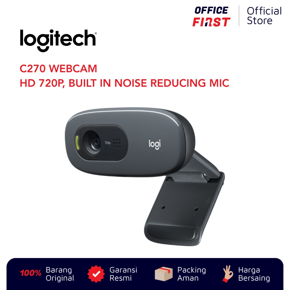 Logitech C270 Webcam HD 720p 30fps Noise Reduce Auto Light USB A C 270