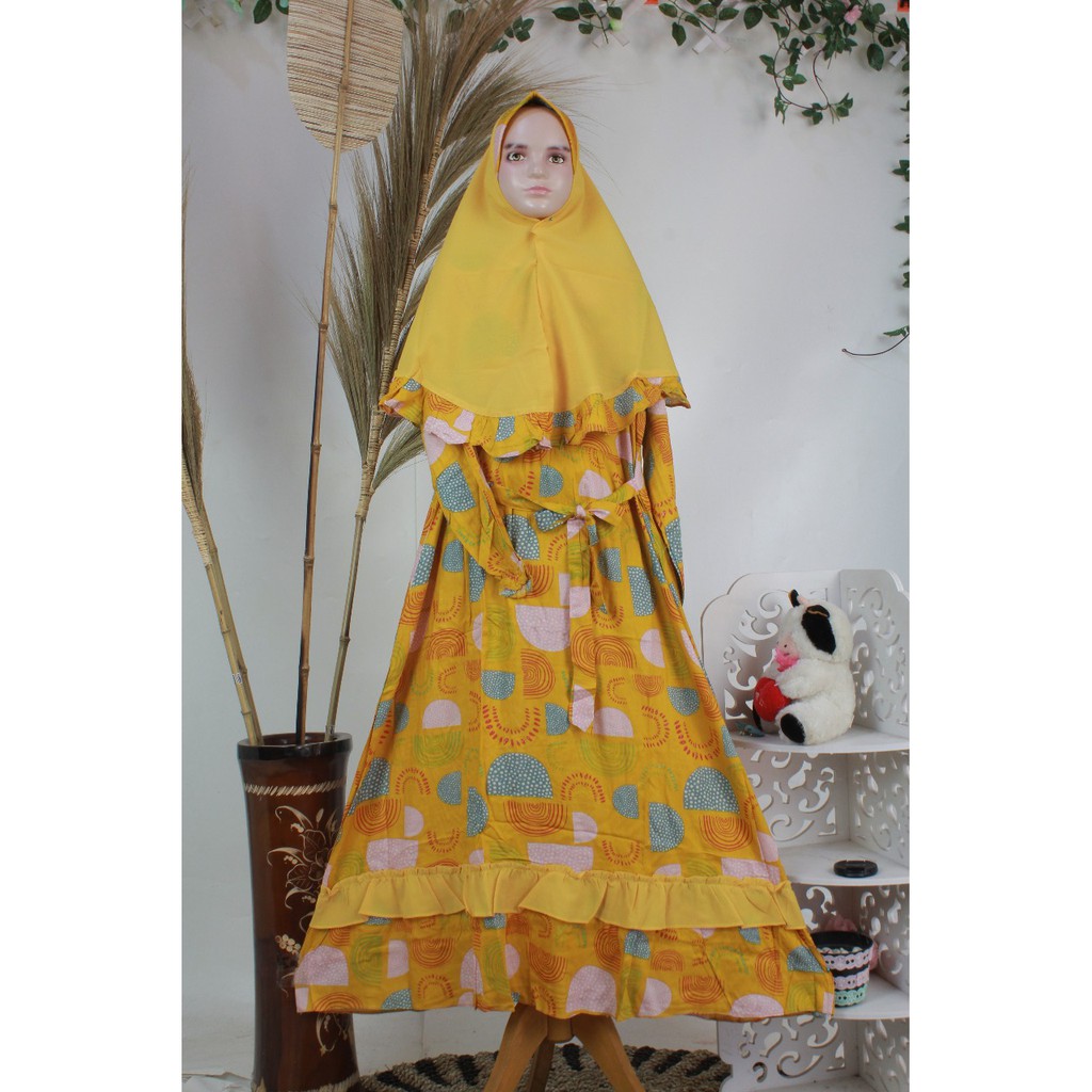 GAMIS ANAK Katun Rayon Set Khimar SYAFINA baju muslim muslimah anak KIDS BAJU MUSLIM