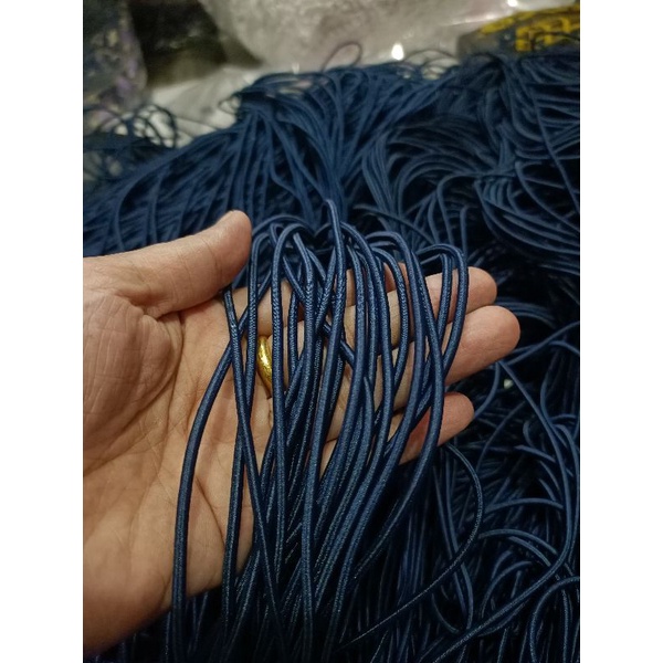 tali bulat elastis tali string elastis/tali karet bulat  3mm 13 warna( permeter)-Navy