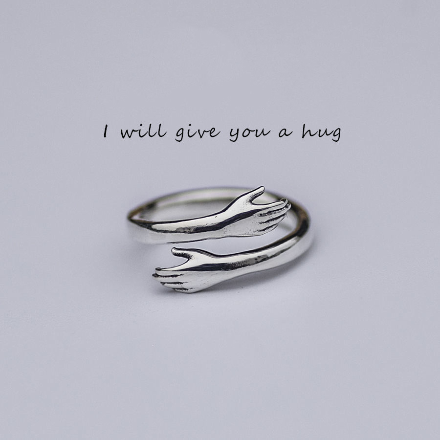 Cincin Model Terbuka Desain Hati Warna Silver Untuk Wanita