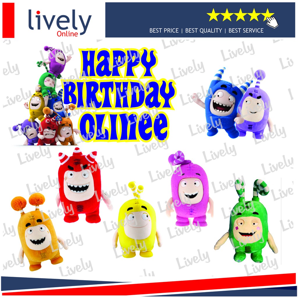 CAKE TOPPER KARAKTER HIASAN KUE HBD HAPPY BIRTHDAY CUSTOM NAMA ODDBODS 2 set