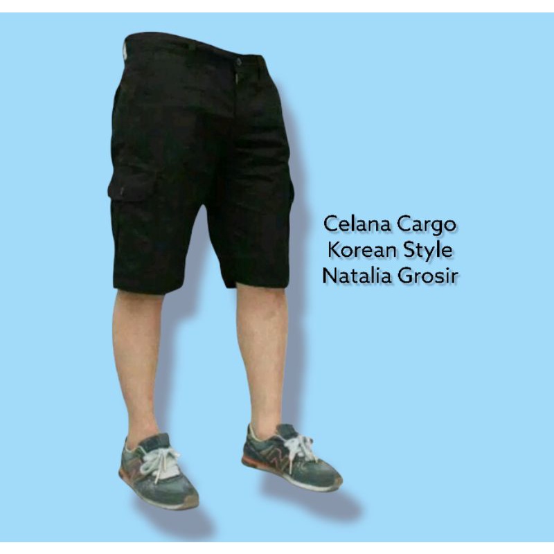 CELANA PENDEK CARGO POLOS HITAM PREMIUM