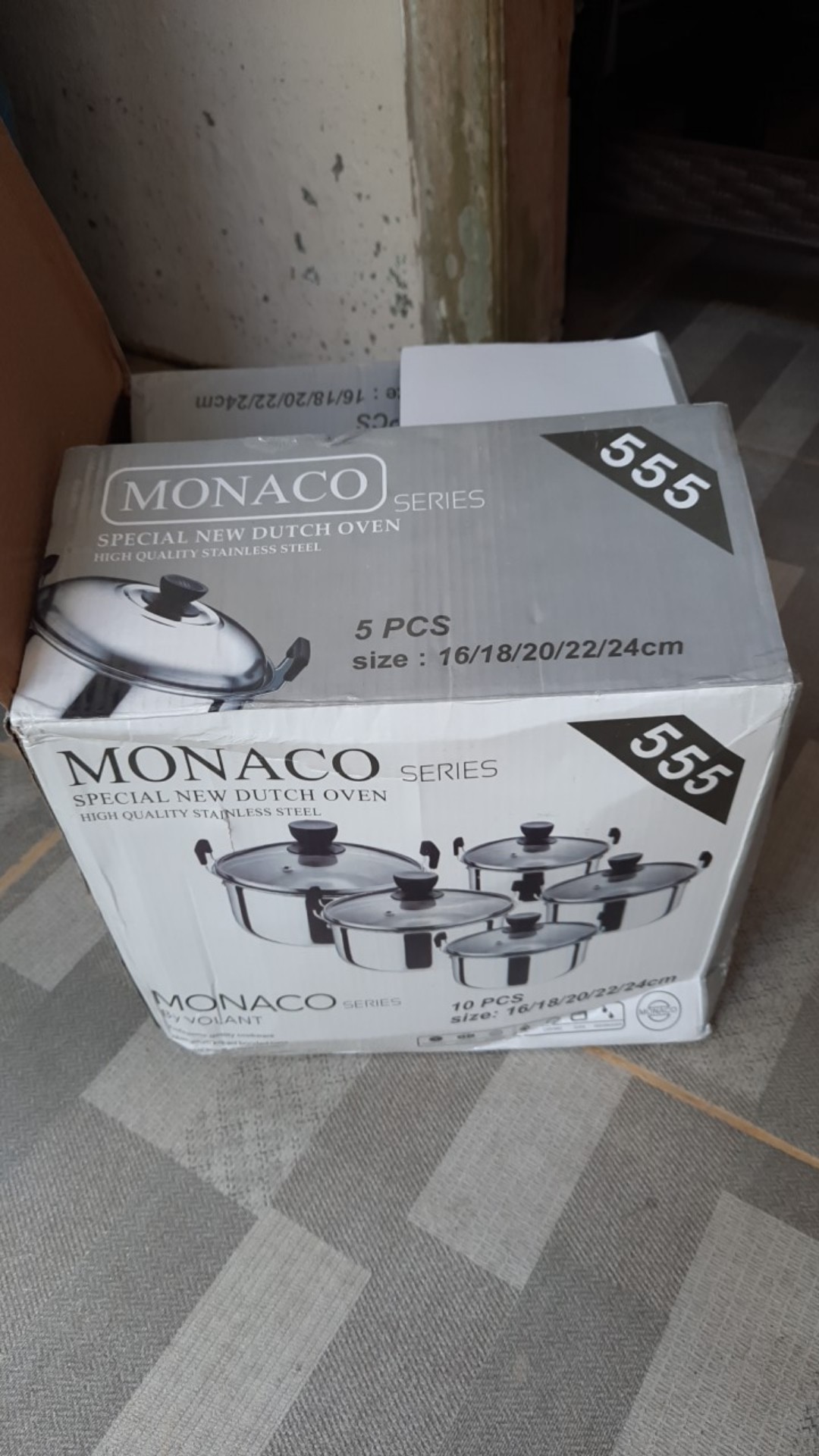 Panci Kuping Set + Tutup Kaca Set Isi 5 Pcs Uk 16,18,20,22,24 Ndo 555 Monaco