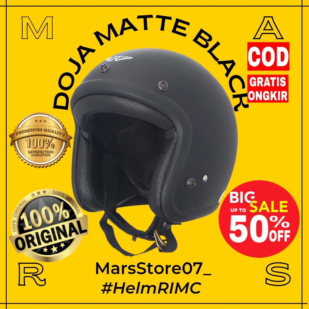 Helm Helem Helmet Custom Bogo Retro Vespa Classic Clasic Klasik Vintage Premium Polos Motif Hitam Do