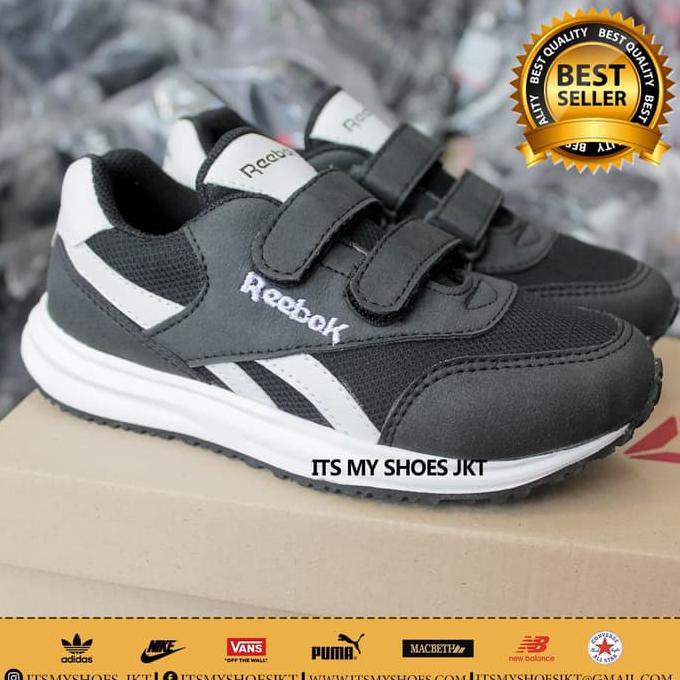 Sepatu Sekolah Anak Laki Perempuan Reebok-Model Perekat-Hitam - 28 DISKON