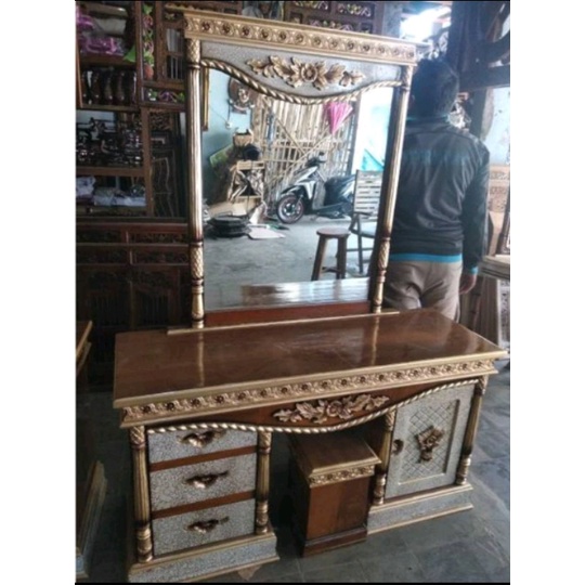 Meja rias kayu jati, meja rias davinsi tambang kayu jati, meja rias tambang kayu jati, meja kayu jat