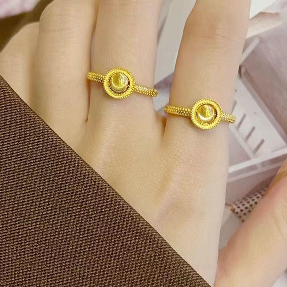Mxbeauty Kalung Manik Emas Retro Temperamen Sederhana Kalung Emas Manik Liontin Tembaga Mata Kucing Vietnam Pasir Emas Manik Keberuntungan Gaya Korea Kalung