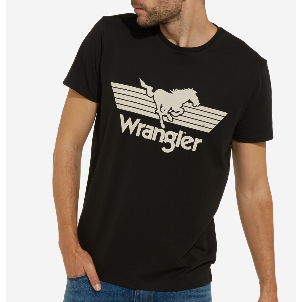 Kaos Wrangler | Kaos Pria | Retro Wild Horse Hitam | KWPRWH - 01